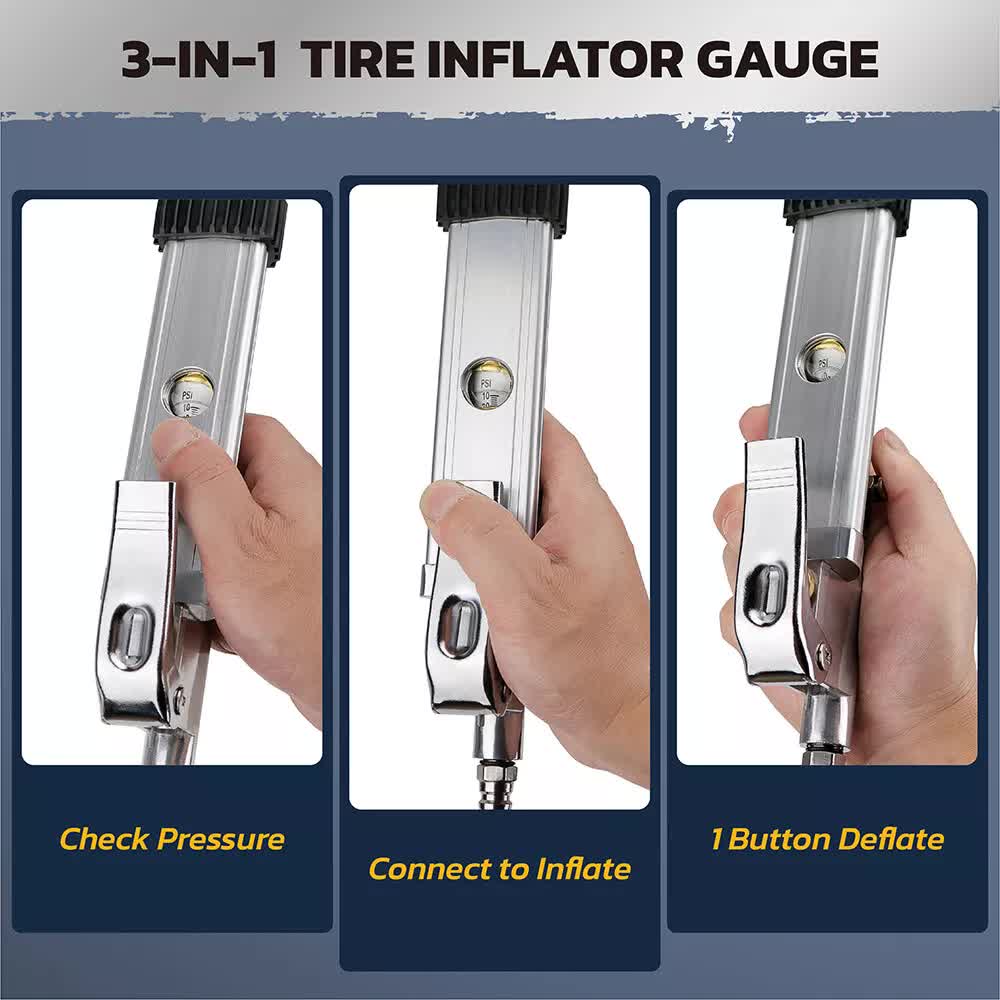 3-in-1 Tyre Inflator Gauge – 255PSI