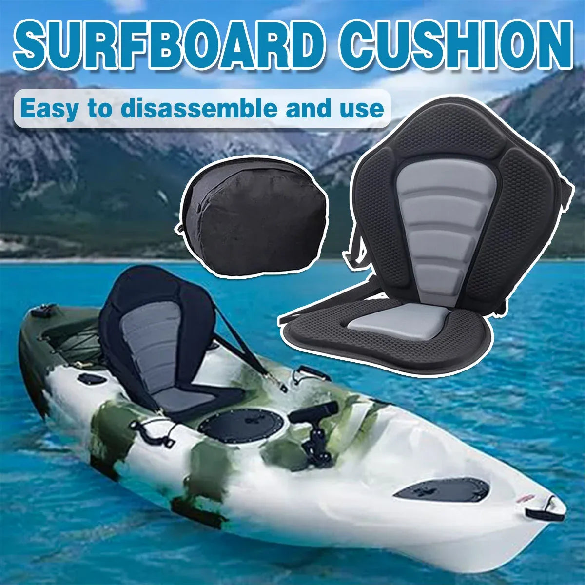 Kayak Seat Cushion with Backrest & Storage Bag