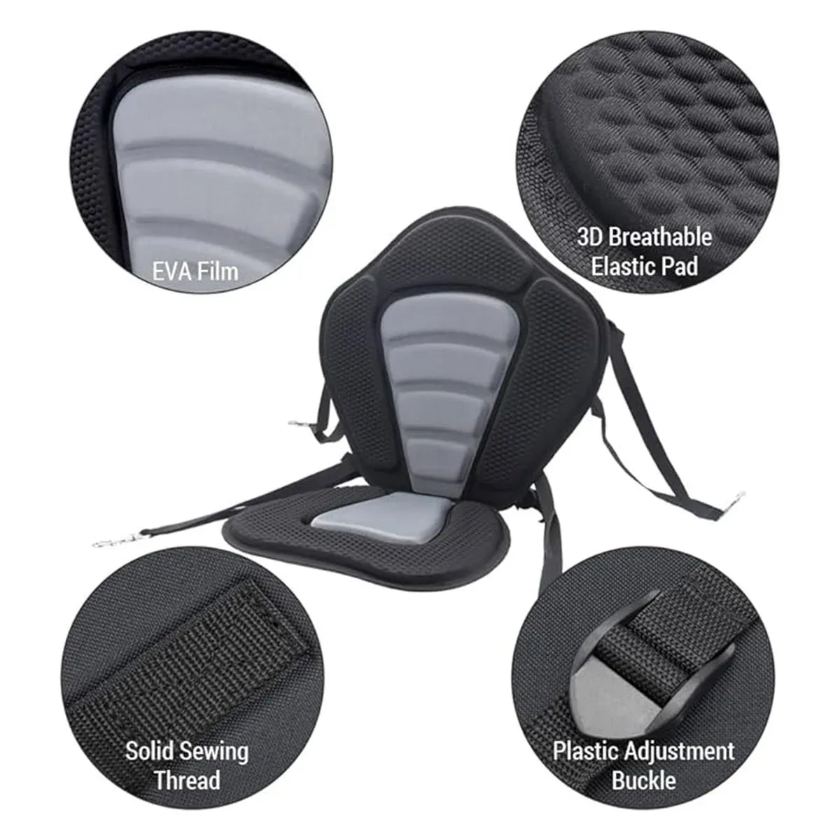 Kayak Seat Cushion with Backrest & Storage Bag