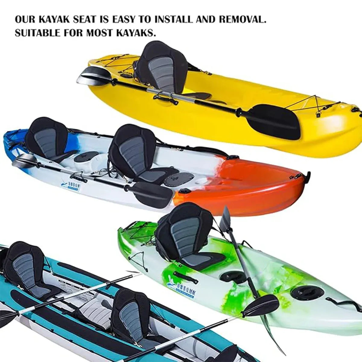 Kayak Seat Cushion with Backrest & Storage Bag