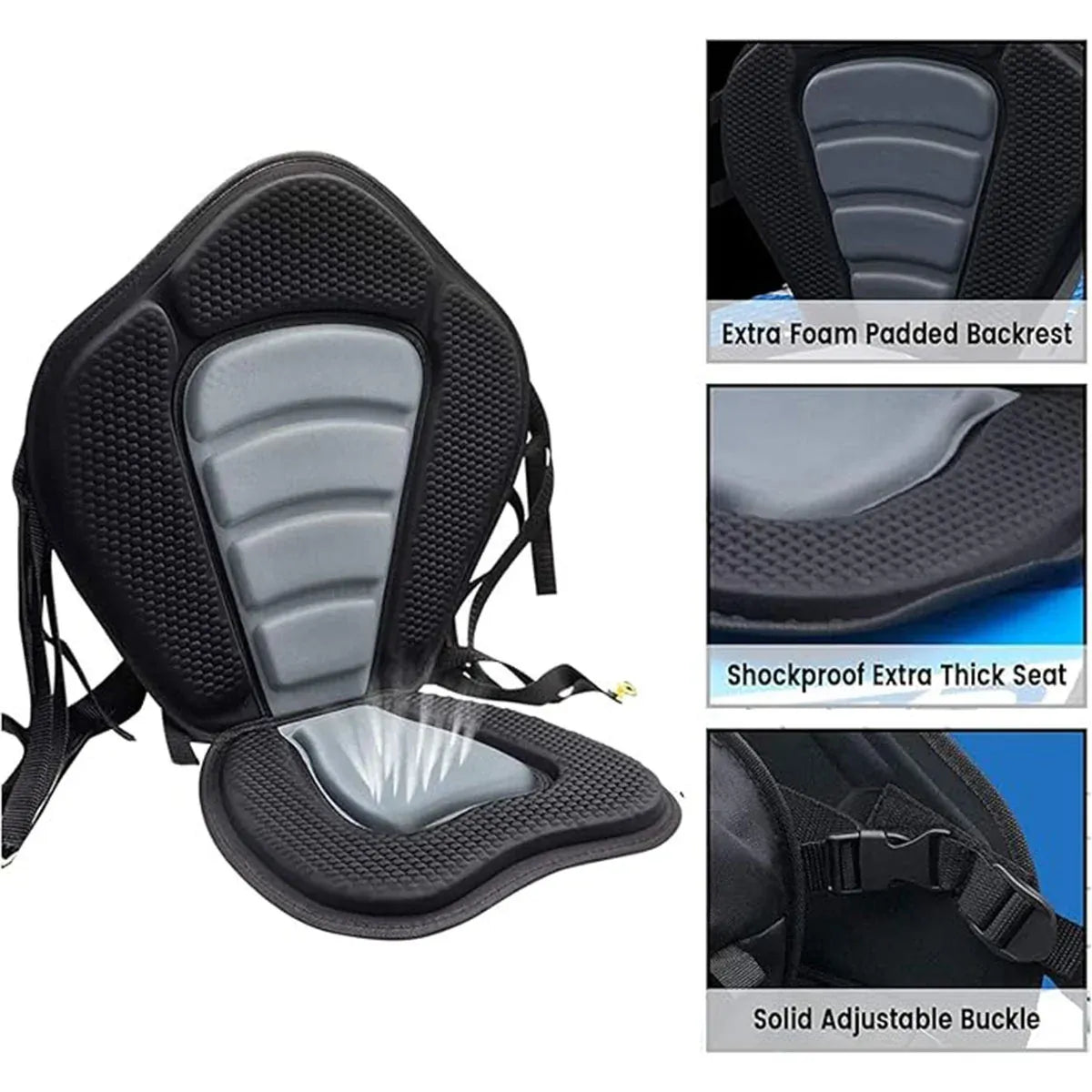 Kayak Seat Cushion with Backrest & Storage Bag