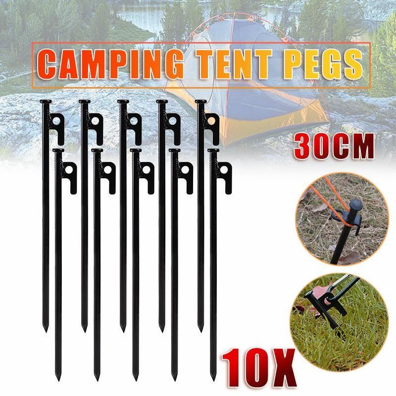 Heavy Duty Steel Tent Pegs 30cm – 10 Pack