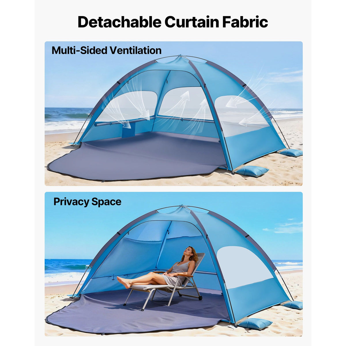 4-Person Beach Sun Shelter UPF 50+