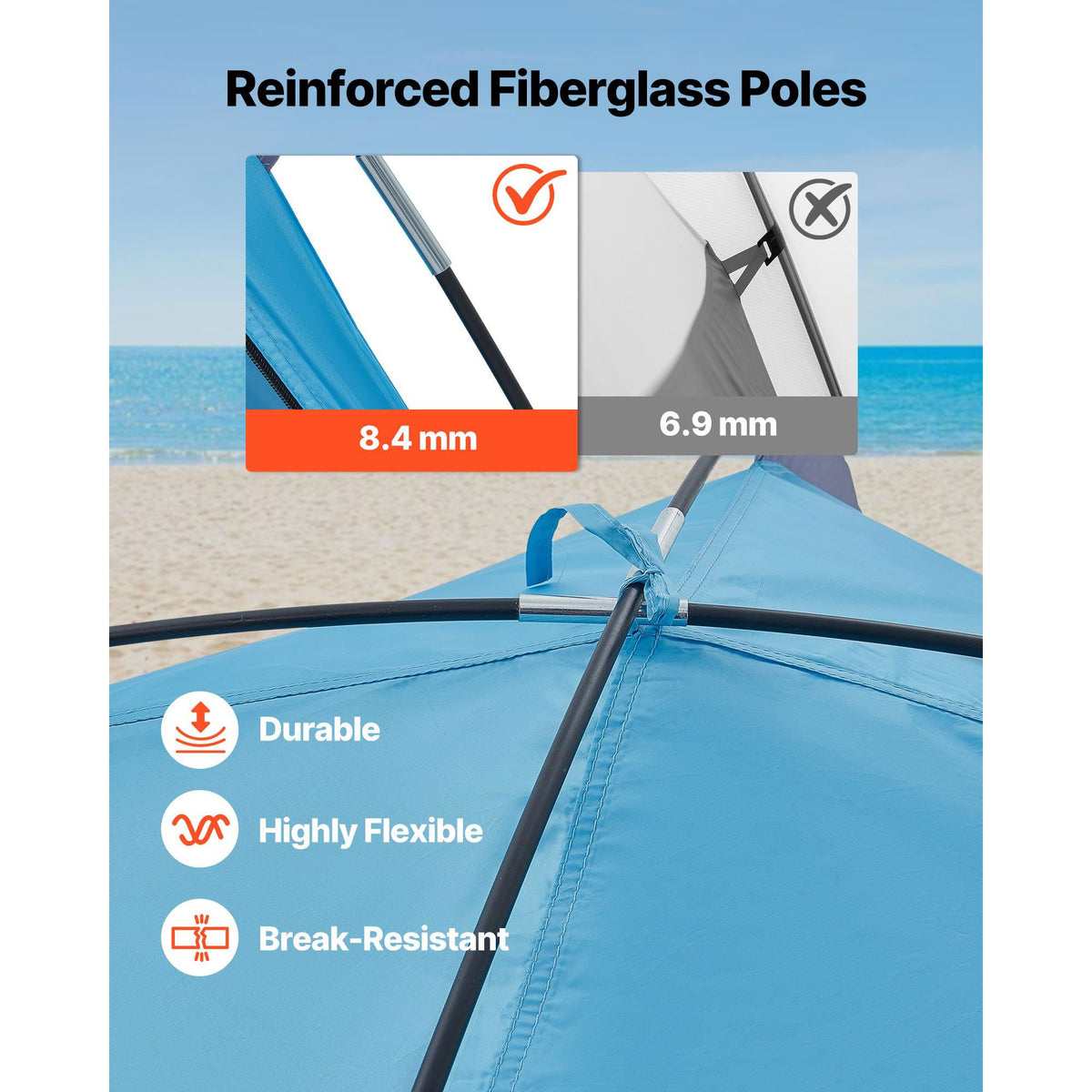 4-Person Beach Sun Shelter UPF 50+