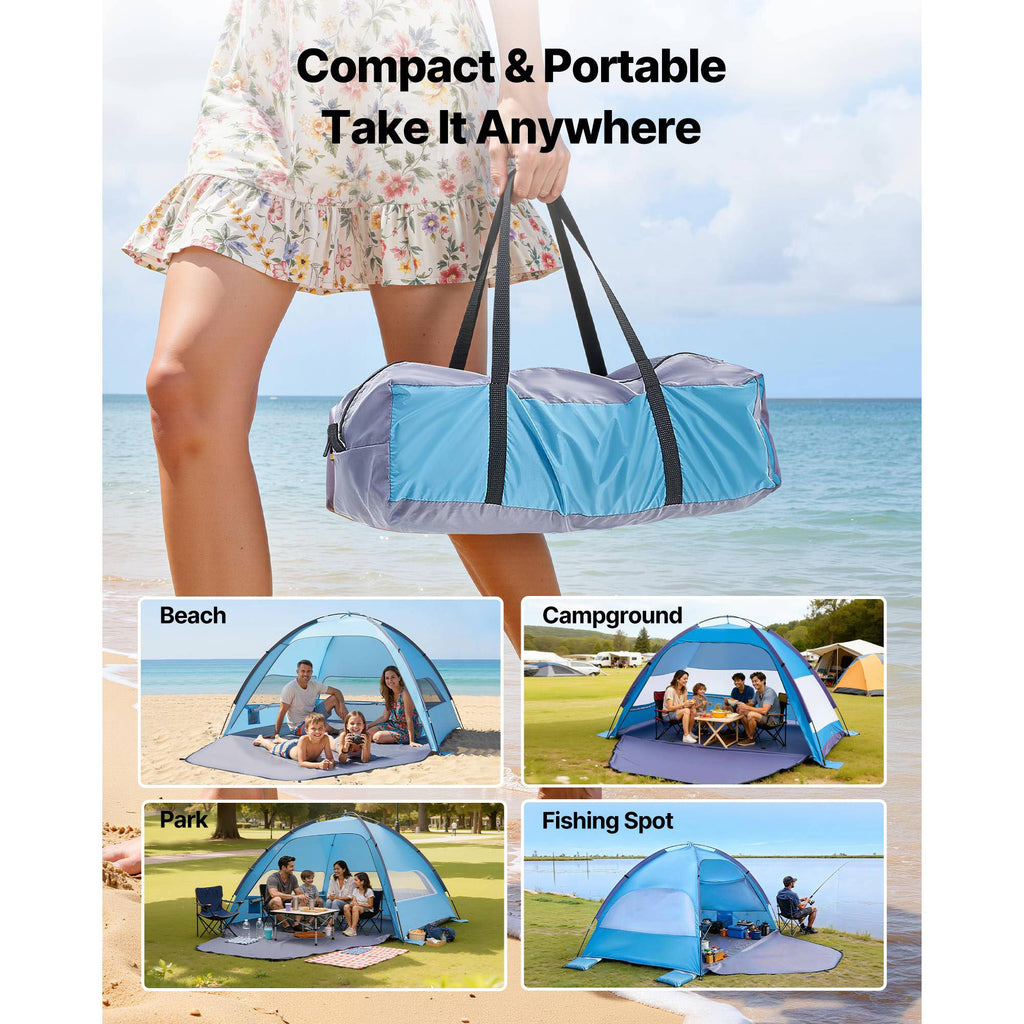 4-Person Beach Sun Shelter UPF 50+