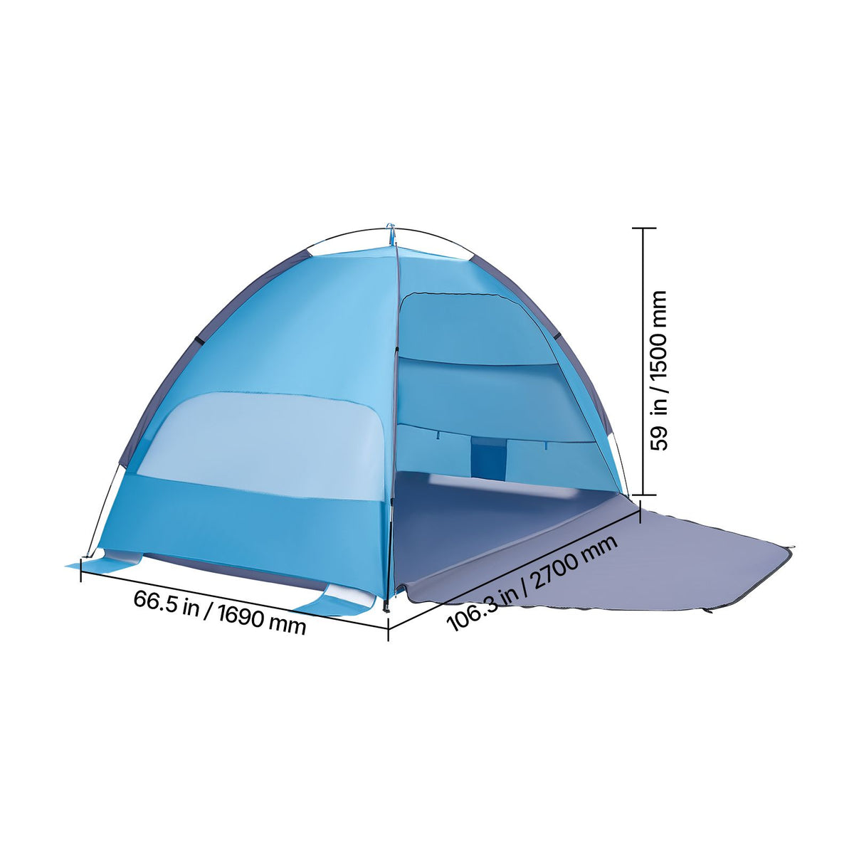 4-Person Beach Sun Shelter UPF 50+