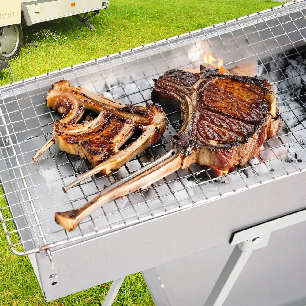 Folding Stainless Steel Skewer Charcoal Grill – 100cm