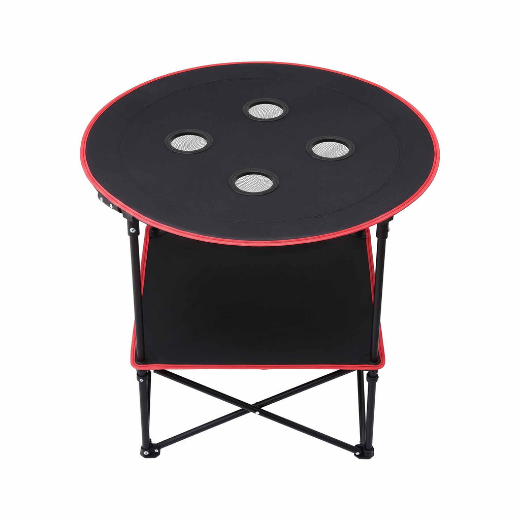 Weisshorn Folding Camp Table with 4 Cup Holders – 73cm