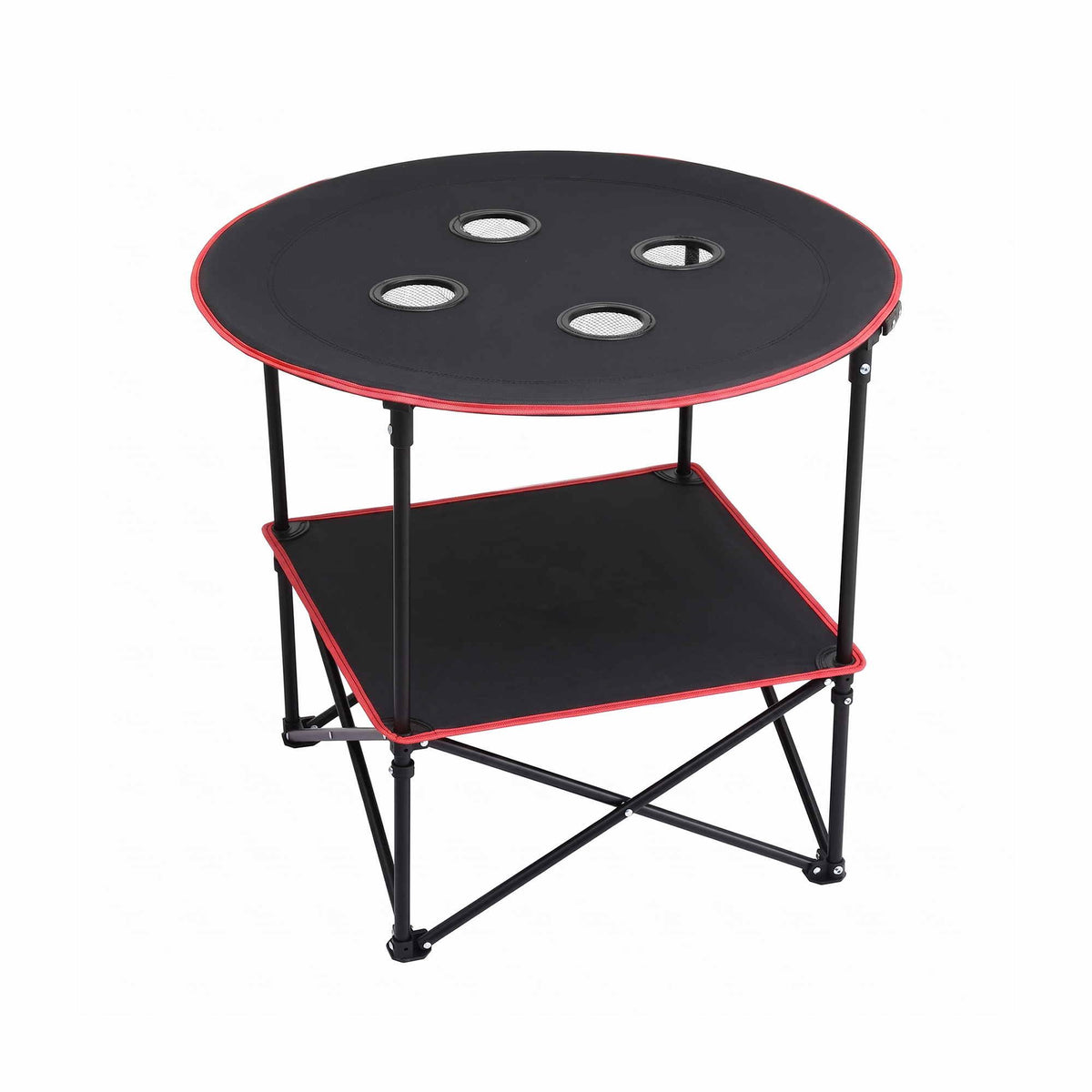 Weisshorn Folding Camp Table with 4 Cup Holders – 73cm