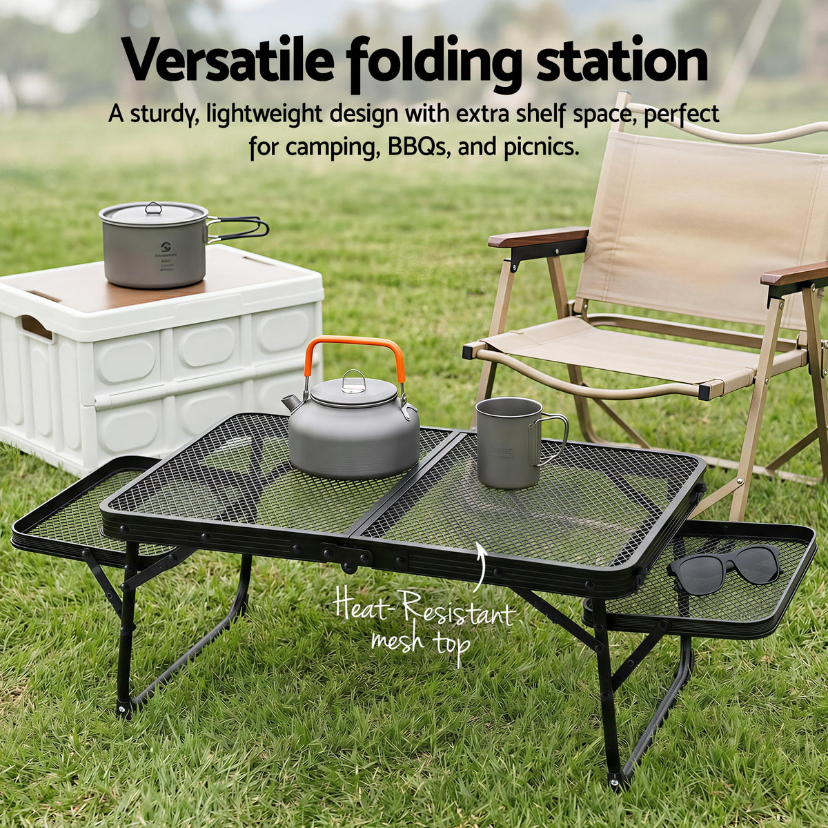 Weisshorn Folding Mesh Camp Grill Table