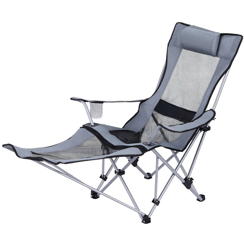 Weisshorn Reclining Camp Chair with Footrest – Grey
