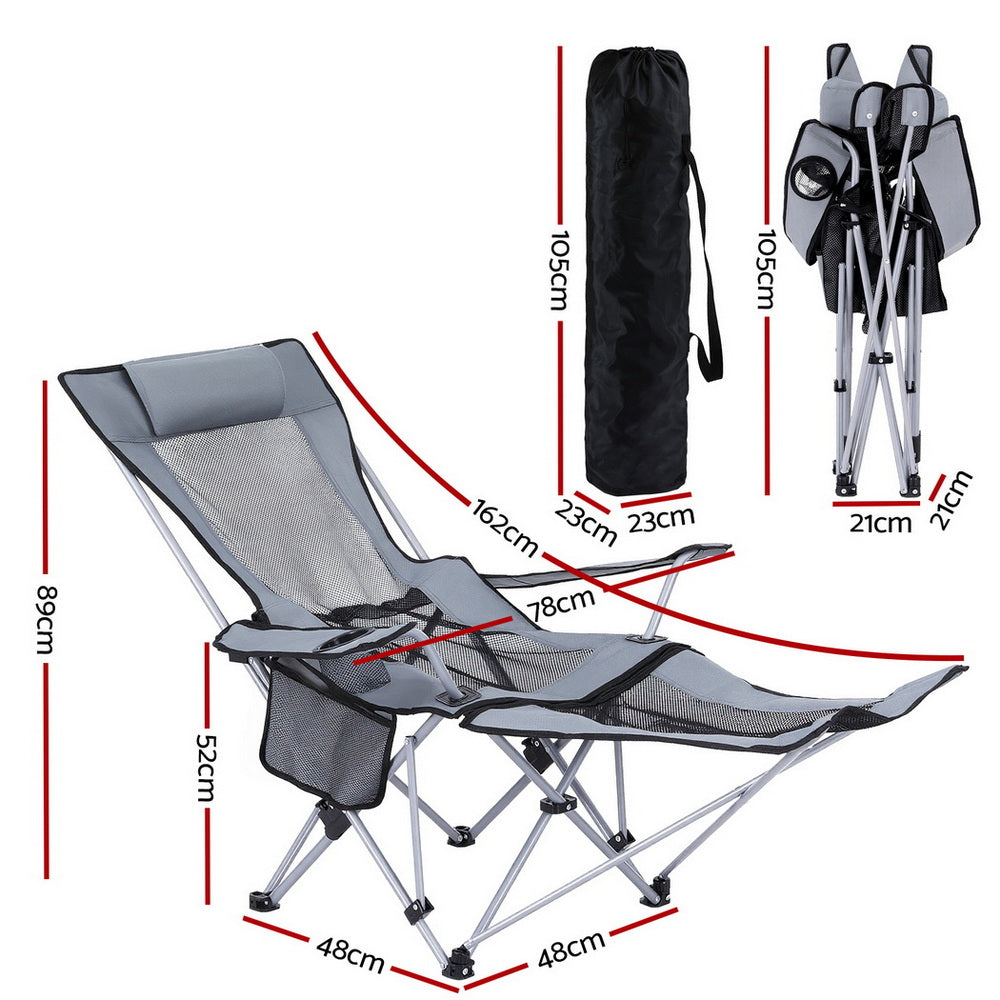 Weisshorn Reclining Camp Chair with Footrest – Grey