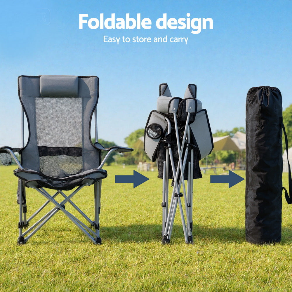 Weisshorn Reclining Camp Chair with Footrest – Grey