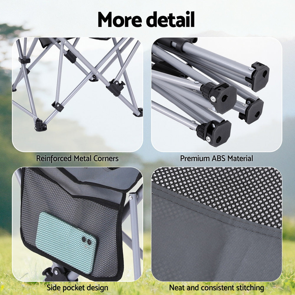 Weisshorn Reclining Camp Chair with Footrest – Grey