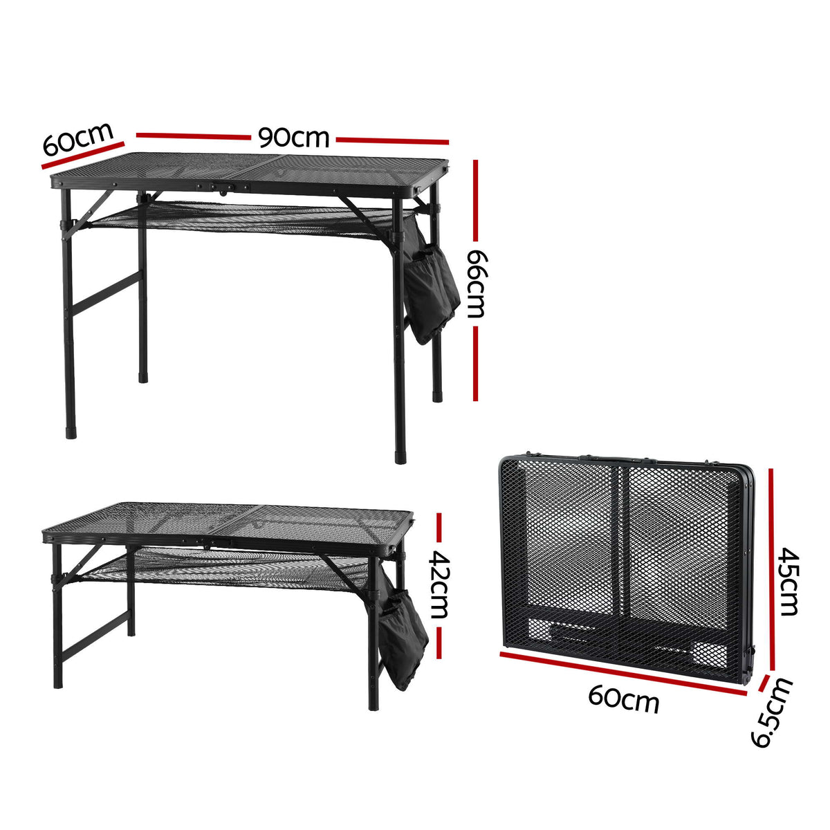 Gardeon Folding BBQ Camp Table – 90 x 60cm