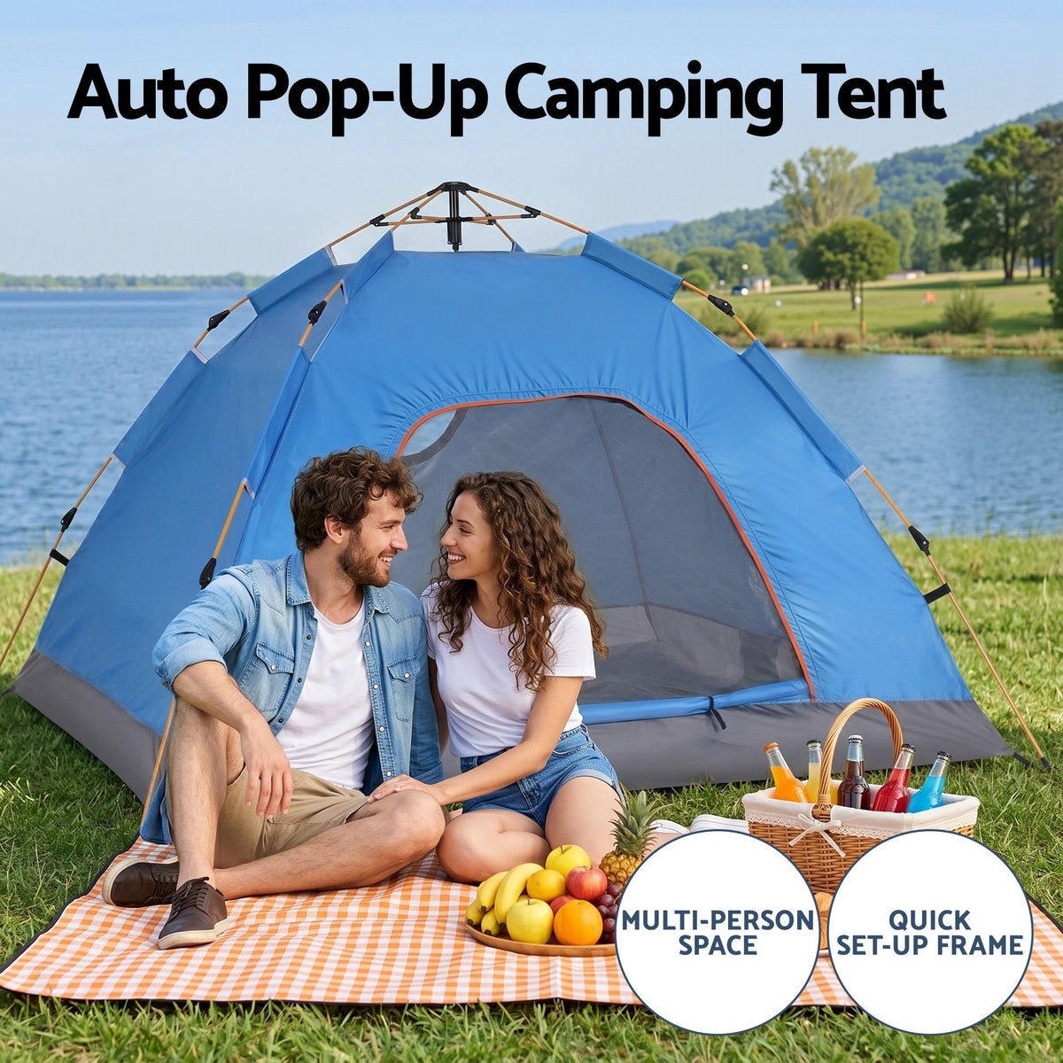 Weisshorn Instant Pop-Up Tent – 2–3 Person, Blue