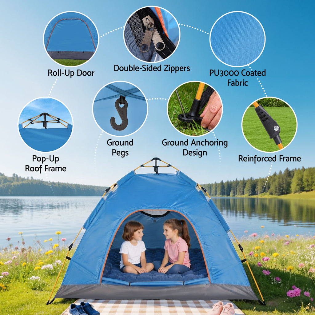 Weisshorn Instant Pop-Up Tent – 2–3 Person, Blue