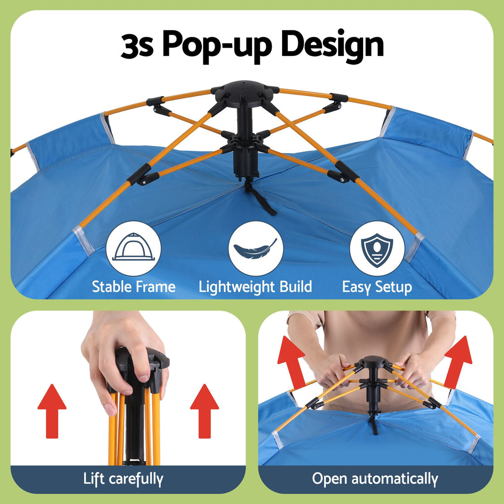 Weisshorn Instant Pop-Up Tent – 2–3 Person, Blue