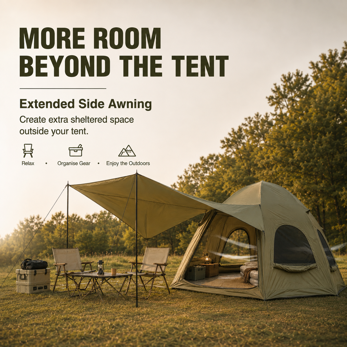 Weisshorn 4-Person Inflatable Canvas Tent with Sun Shade
