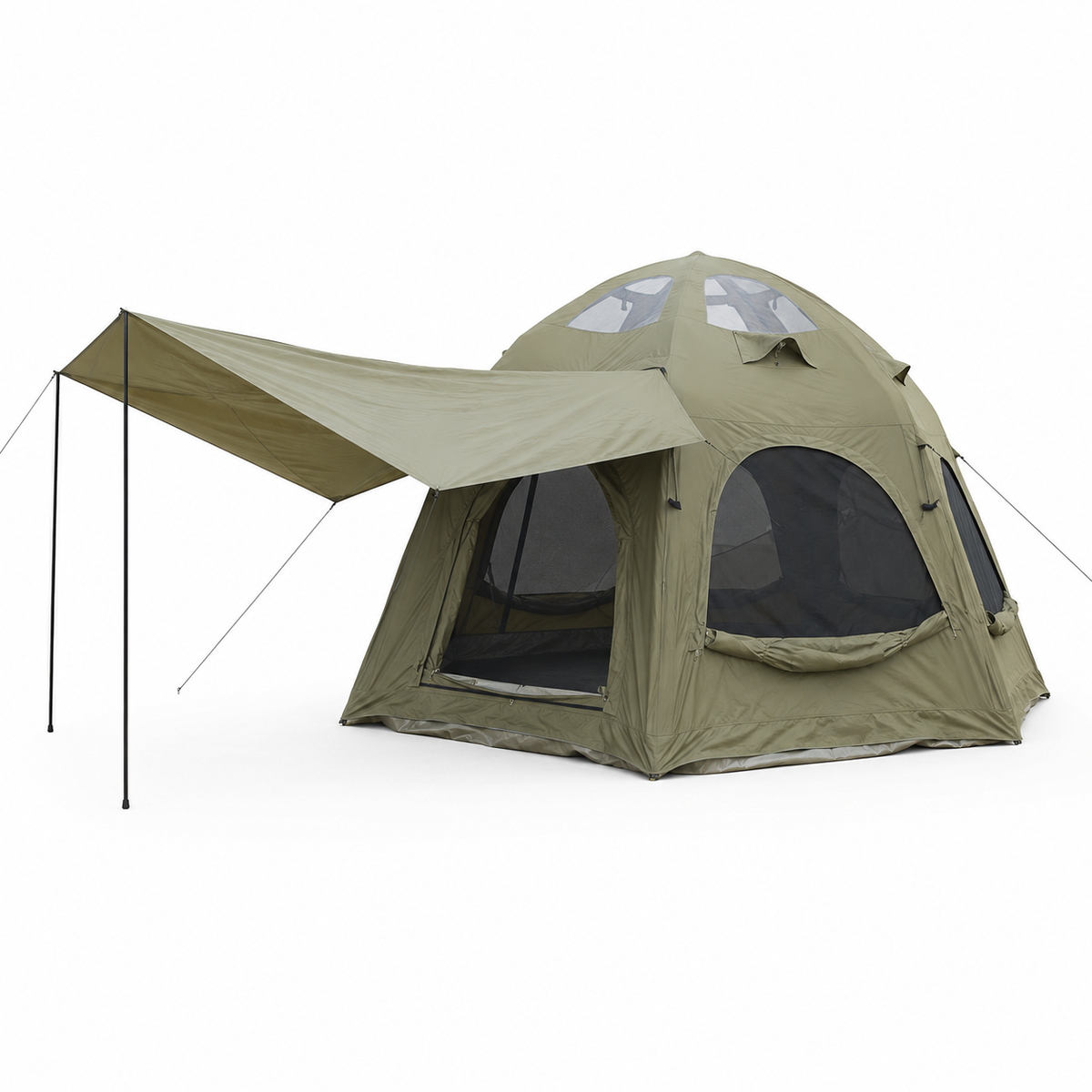 Weisshorn 4-Person Inflatable Canvas Tent with Sun Shade