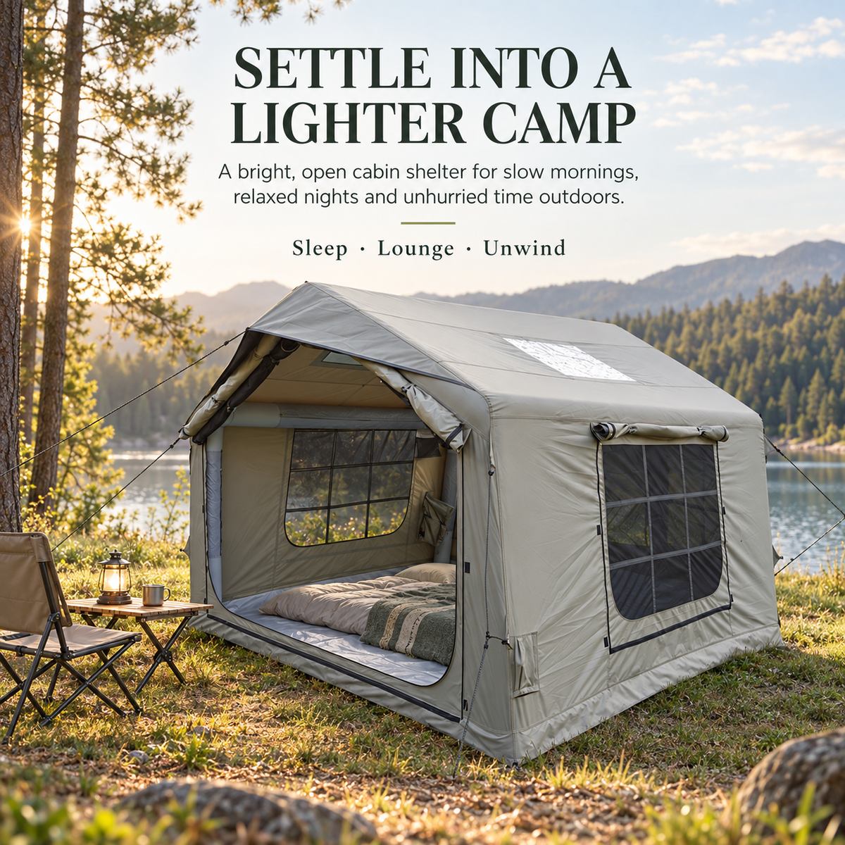 Weisshorn Inflatable Cabin Tent with Skylight 300 x 265cm